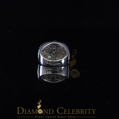 DiamondCelebritees Men's White Silver 1.80ct Round Cubic Zirconia Adjustable Ring From SZ 9 to 11