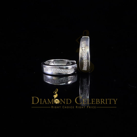 DiamondCelebritees  Mens hip hop white Gold 925 Sterling Silver Iced 1 row Huggie Hoop earrings