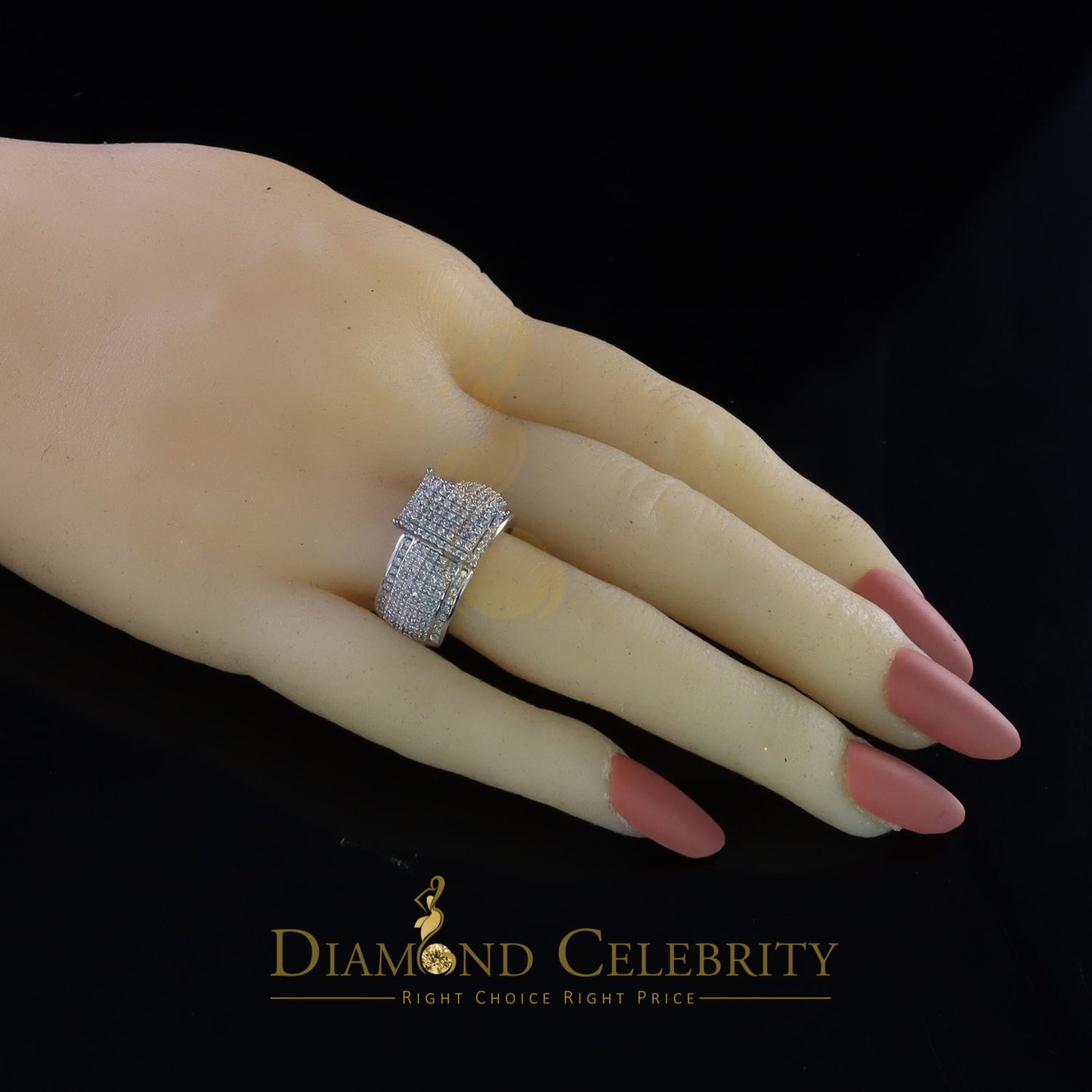 DiamondCelebritees Diamond Celbrity 2.03ct Cubic Zirconia White Silver Womens Square Ring Size 7