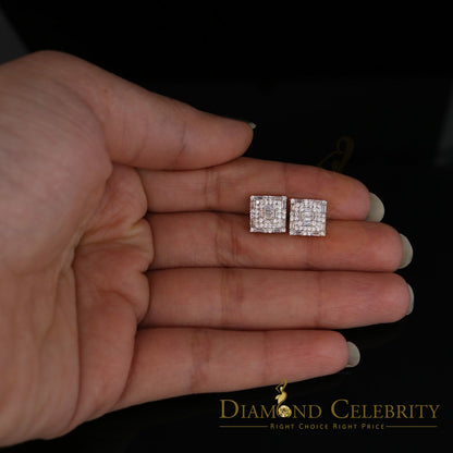 DiamondCelebritees  925 Sterling Yellow 0.72ct Silver Cubic Zirconia Hip Hop Women's Square Earrings