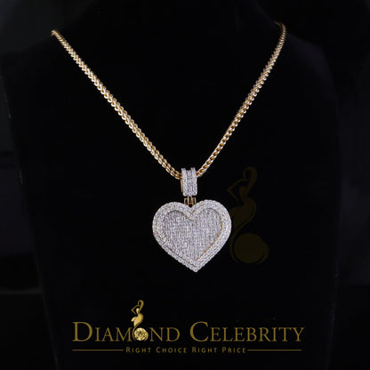 Diamondcelebritees Baguette Heart Pendant for Women's 7.50ct VVS D Clr Moissanite 925Yellow Silver