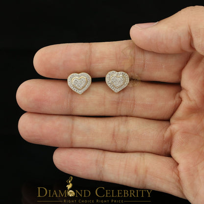 DiamondCelebritees Aretes Para Hombre Heart 925 Yellow Silver 0.20ct Diamond Women's /Men's Earring