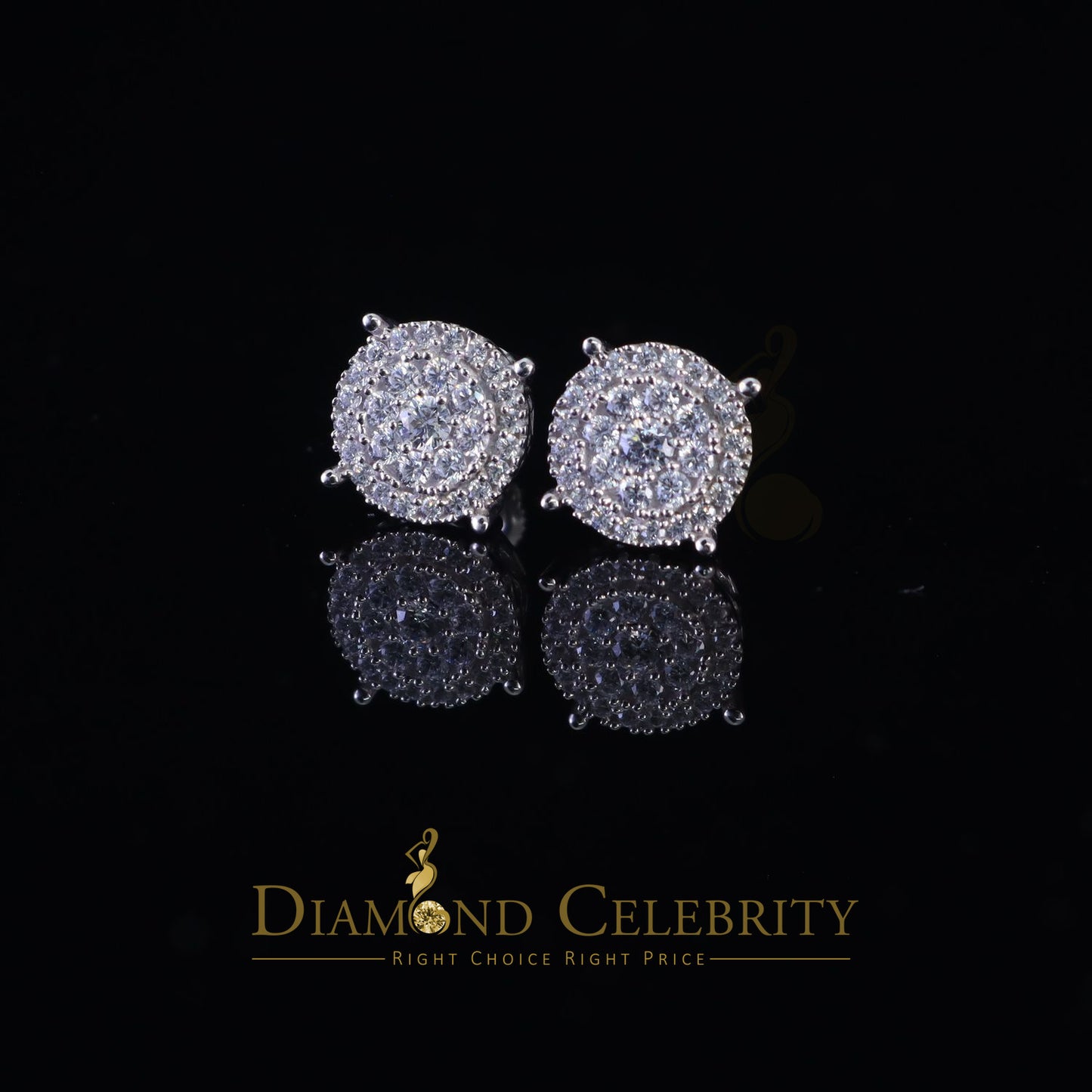 DiamondCelebritees  1.96ct Cubic Zirconia Aretes Para Hombre 925 White Silver Women's Round Earring
