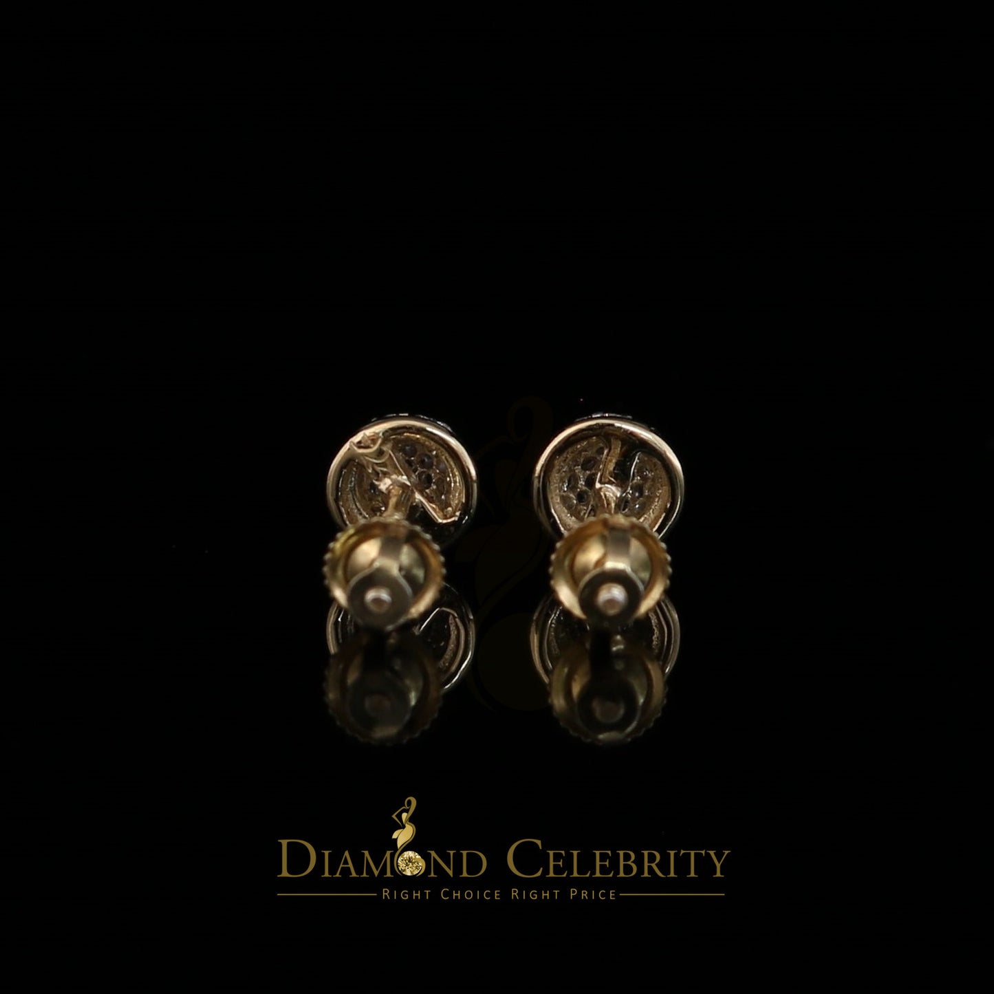 DiamondCelebritees  925 Yellow Sterling Silver 0.64ct Cubic Zirconia Round Women's Stud Earrings