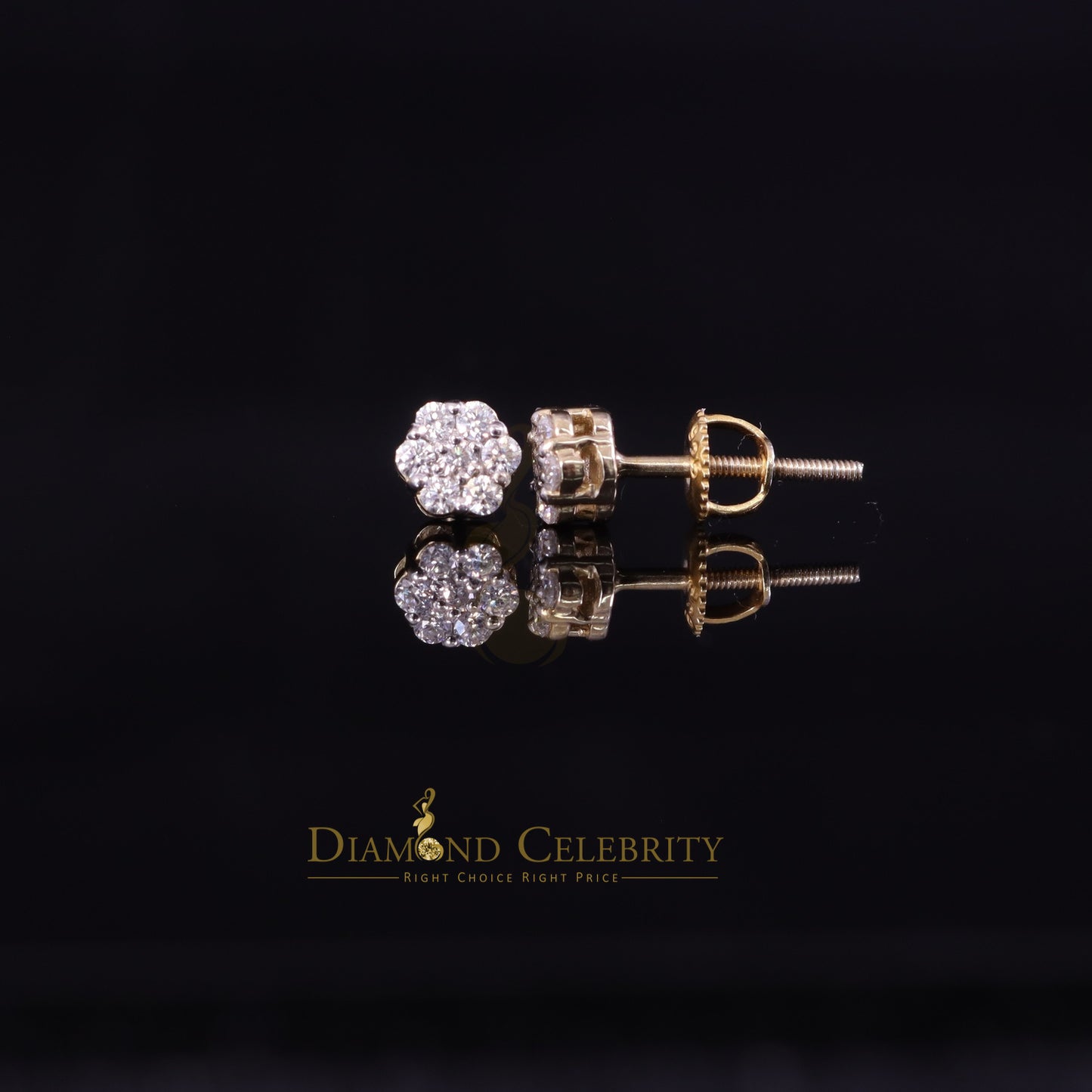 DiamondCelebritees Men's/Womens 925 Silver Yellow 0.25ct VVS 'D' Moissanite Floral Stud Earrings