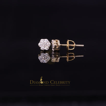 DiamondCelebritees Men's/Womens 925 Silver Yellow 0.25ct VVS 'D' Moissanite Floral Stud Earrings