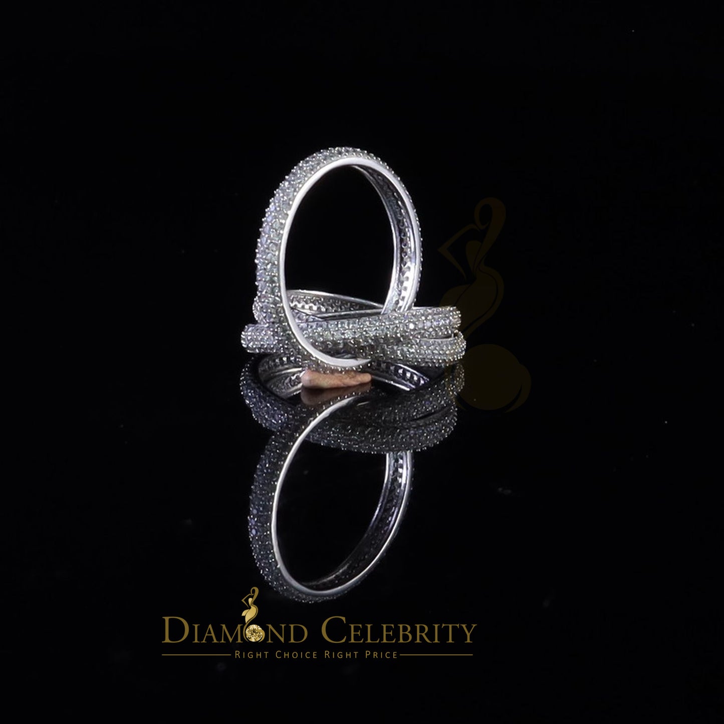 DiamondCelebritees 925 Sterling White Silver 3.10ct Cubic Zirconia 3 Piece Women's Ring Size 06