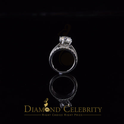 DiamondCelebritees White 5.00ct Moissanite Sterling Silver Men/Women Bridal Ring Round Shape Size 8