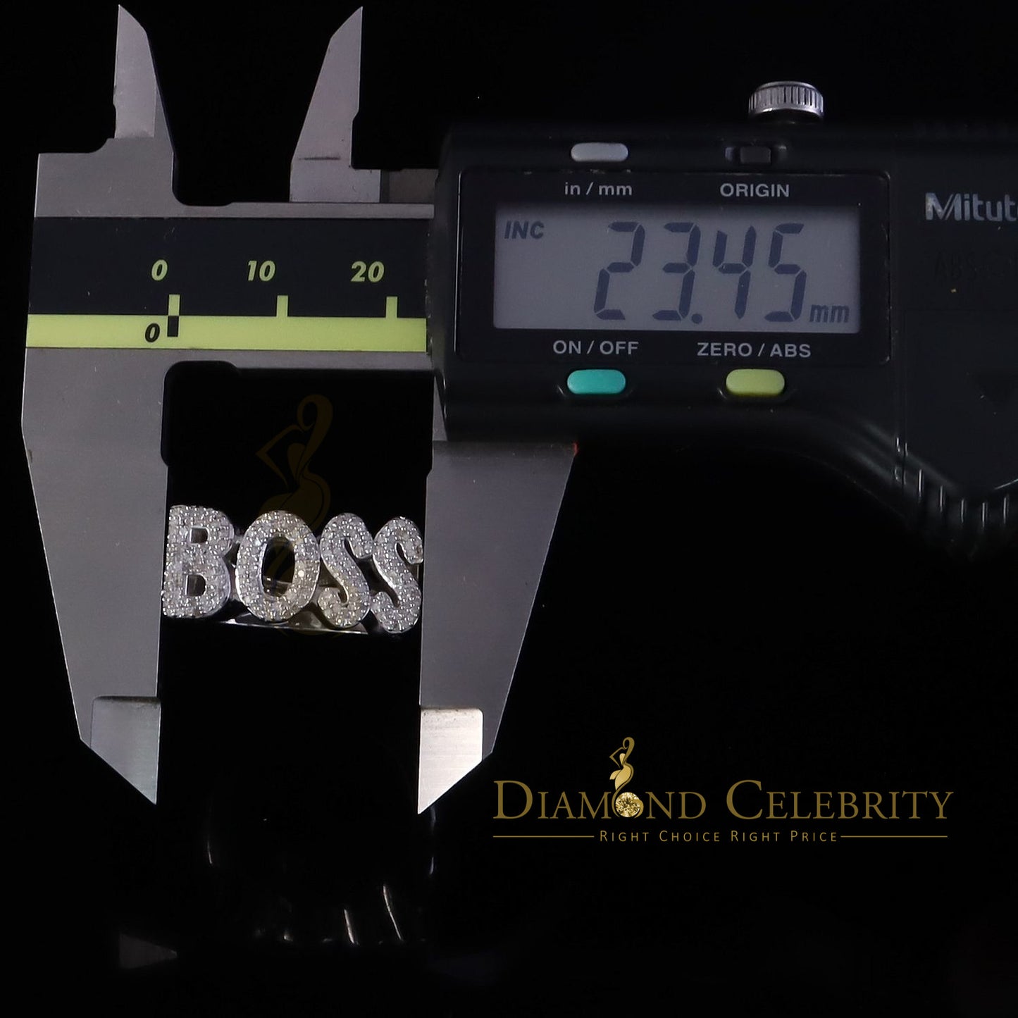 DiamondCelebritees Stylish "BOSS" 925 Silver White 0.50ct Micro Real Diamond Men's Band Ring SZ 8