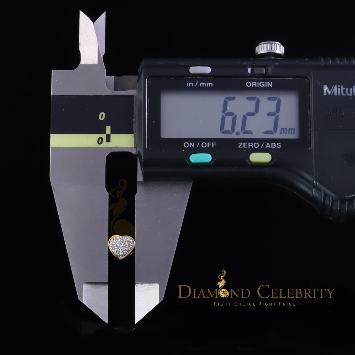 DiamondCelebritees Aretes Para Hombre Heart 925 Yellow Silver 0.08ct Diamond Women's /Men's Earring