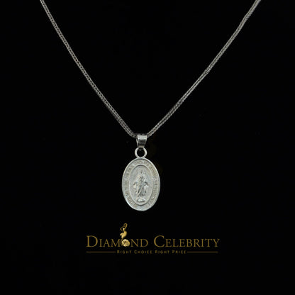 DiamondCelebritees 925 Sterling Silver Double Side Oval Milagrosa Men/Women Pendant White Religious