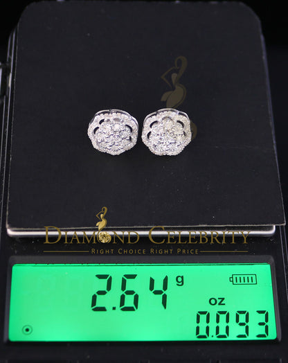 DiamondCelebritees 0.40ct Diamond 925 Sterling Silver White Floral Earrings For Men's / Women's