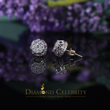 DiamondCelebritees  1.14ct Cubic Zirconia 925 White Silver Women's & Men's Hip Hop Flower Earrings