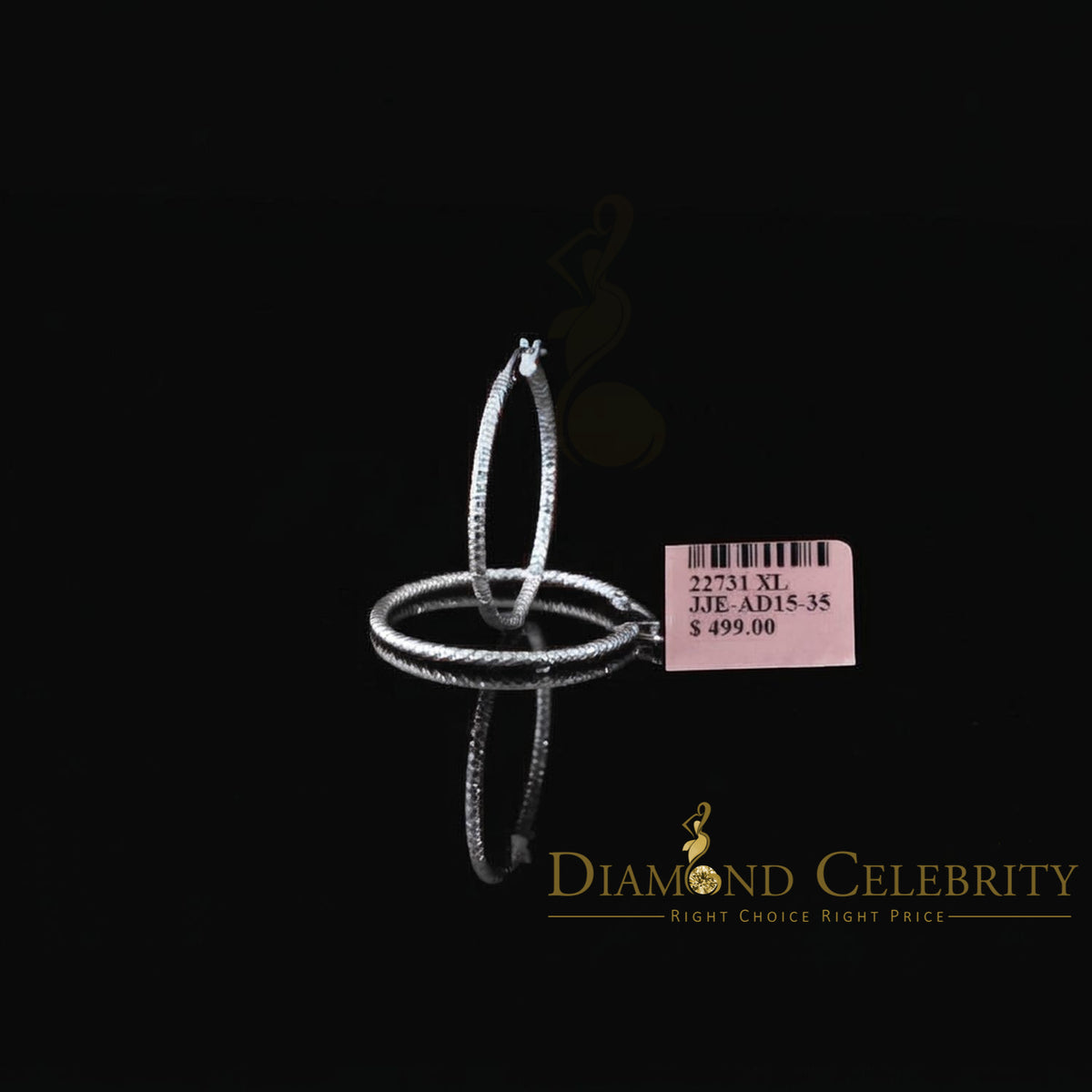 925 Sterling Silver Diamond-Cut Shimmering Honeycomb Textured 34mm Hoop Earrings