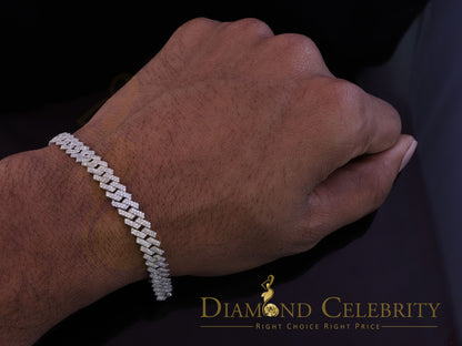 Diamondcelebritees  925 Sterling Silver White Cuban Moissanite Bracelet Wdth 8mm Length sz 8.50inch