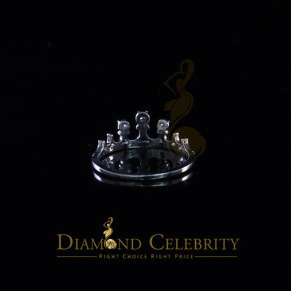 DiamondCelebritees 925 Silver White 0.10ct Cubic Zirconia Crown Sets Engangement Womens Ring Size 7