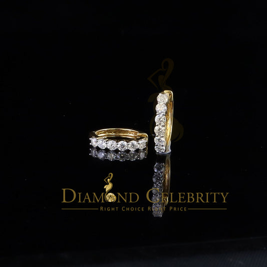 DiamondCelebritees Women's 925 Silver Yellow 1.50ct VVS 'D' Moissanite 1 row Stones Hoop Earrings