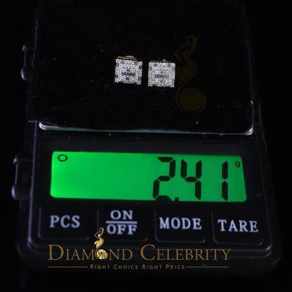 DiamondCelebritees  925 Sterling Yellow 0.72ct Silver Cubic Zirconia Hip Hop Women's Square Earrings