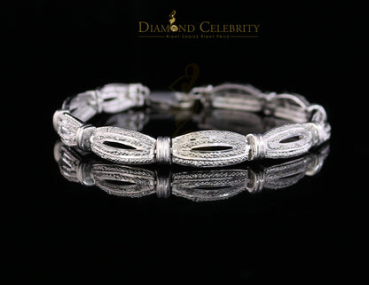 Diamondcelebritees 925 Silver Ladies White 0.20CT Genuine Diamonds Exotic Design Bracelete Size 7''