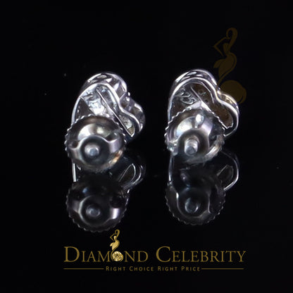 DiamondCelebritees 0.05cts Silver Diamond 925 Sterling White Heart Shape Stud Earrings For Women's