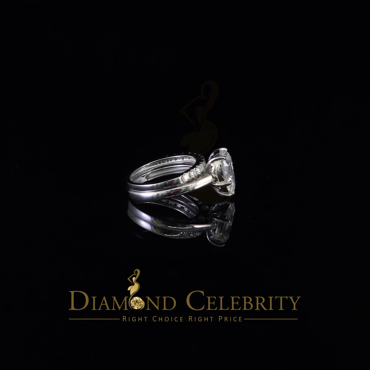 DiamondCelebritees 5.00ct Moissanite White Sterling Silver Men/ Women Bridal Ring Pear Shape Size 8