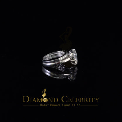 DiamondCelebritees 5.00ct Moissanite White Sterling Silver Men/ Women Bridal Ring Pear Shape Size 8