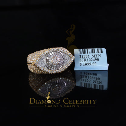 DiamondCelebritees 4.00ct VVS D 925 Silver Moissanite Baguette Men/Women Yellow Evil Eye Ring SZ10