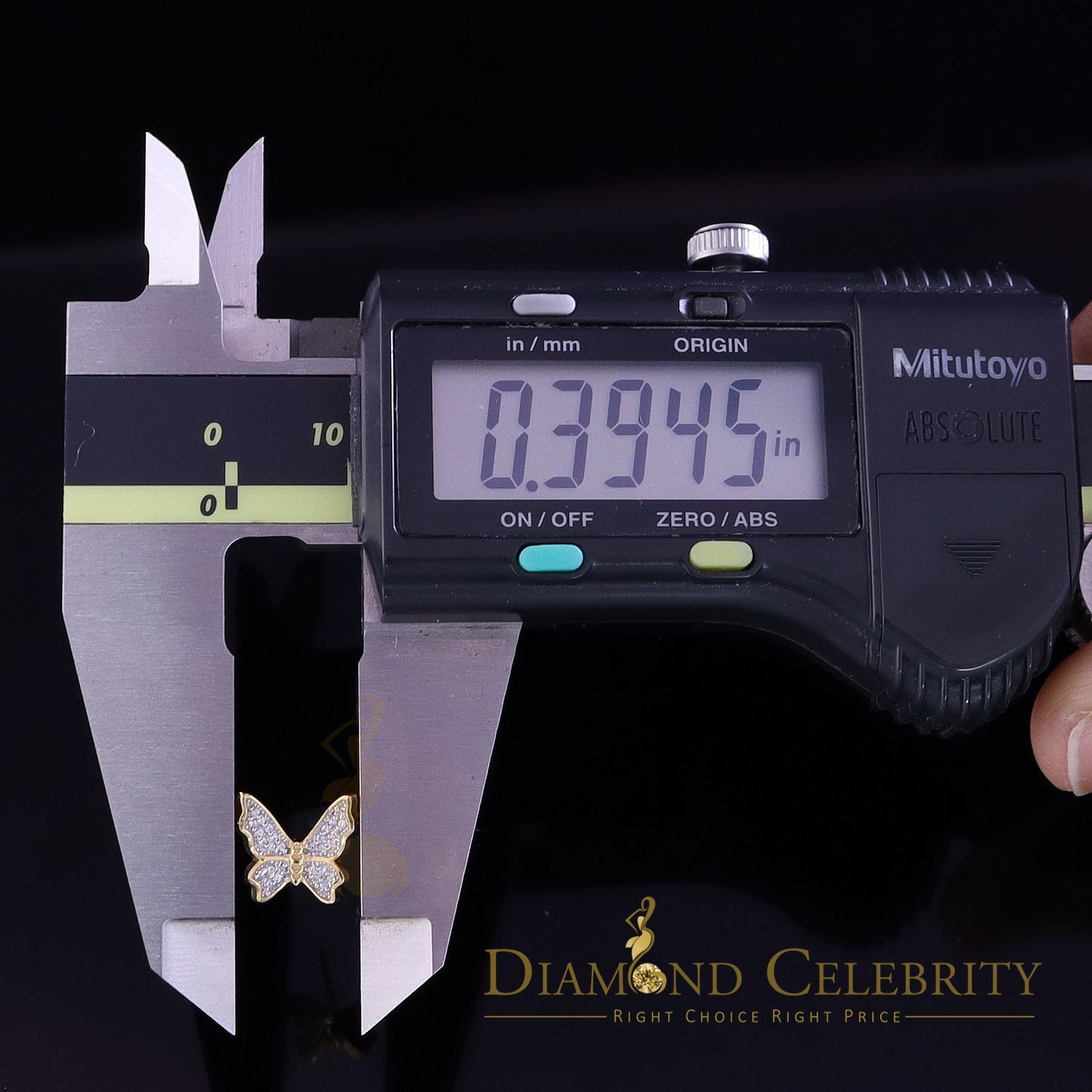 DiamondCelebritees  Women's 0.34ct Cubic Zirconia Butterfly Stud Earrings Yellow 925 Sterling Silver