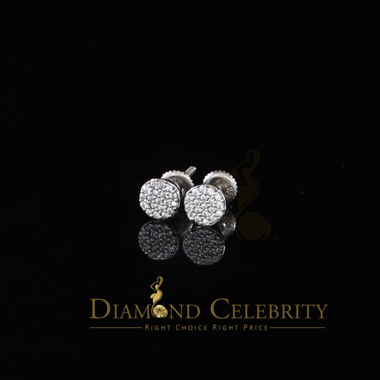 DiamondCelebritees  925 White Silver Aretes Para Hombre 0.30ct Cubic Zirconia Women's Round Earrings