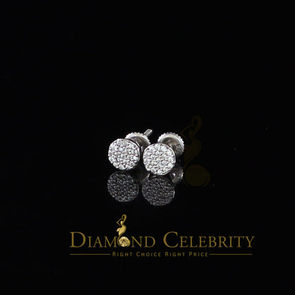 DiamondCelebritees  925 White Silver Aretes Para Hombre 0.30ct Cubic Zirconia Women's Round Earrings