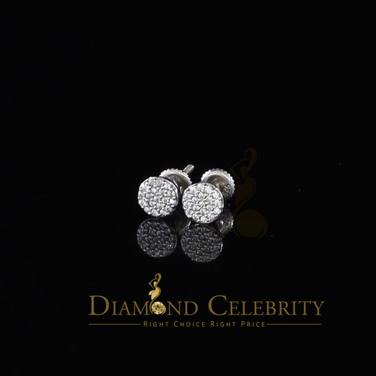 DiamondCelebritees  925 White Silver Aretes Para Hombre 0.30ct Cubic Zirconia Women's Round Earrings