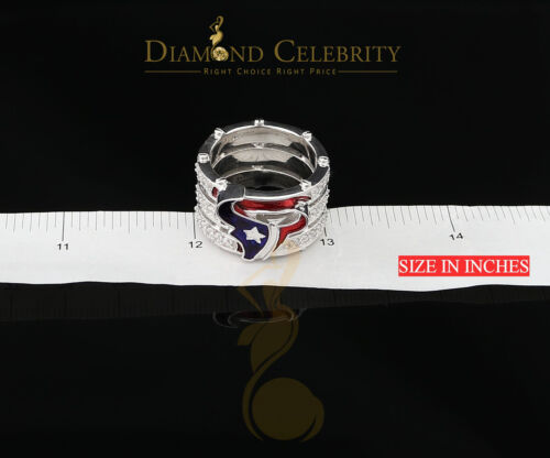 DiamondCelebritees 925 Silver White 1.50ct Cubic Zirconia Texan Wide Band Cocktail Ring Size 10