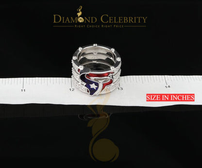 DiamondCelebritees 925 Silver White 1.50ct Cubic Zirconia Texan Wide Band Cocktail Ring Size 10