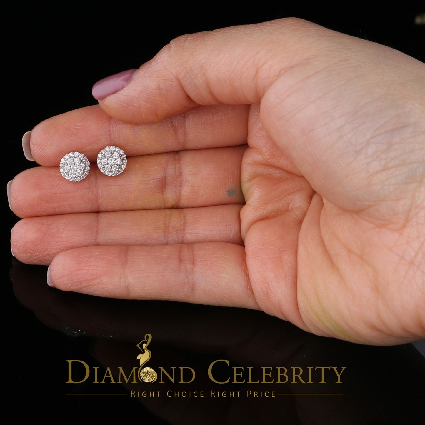 DiamondCelebritees Beautiful 10K Real Yellow Real Diamond 0.55CT Men's/Women's Stud Round Earring