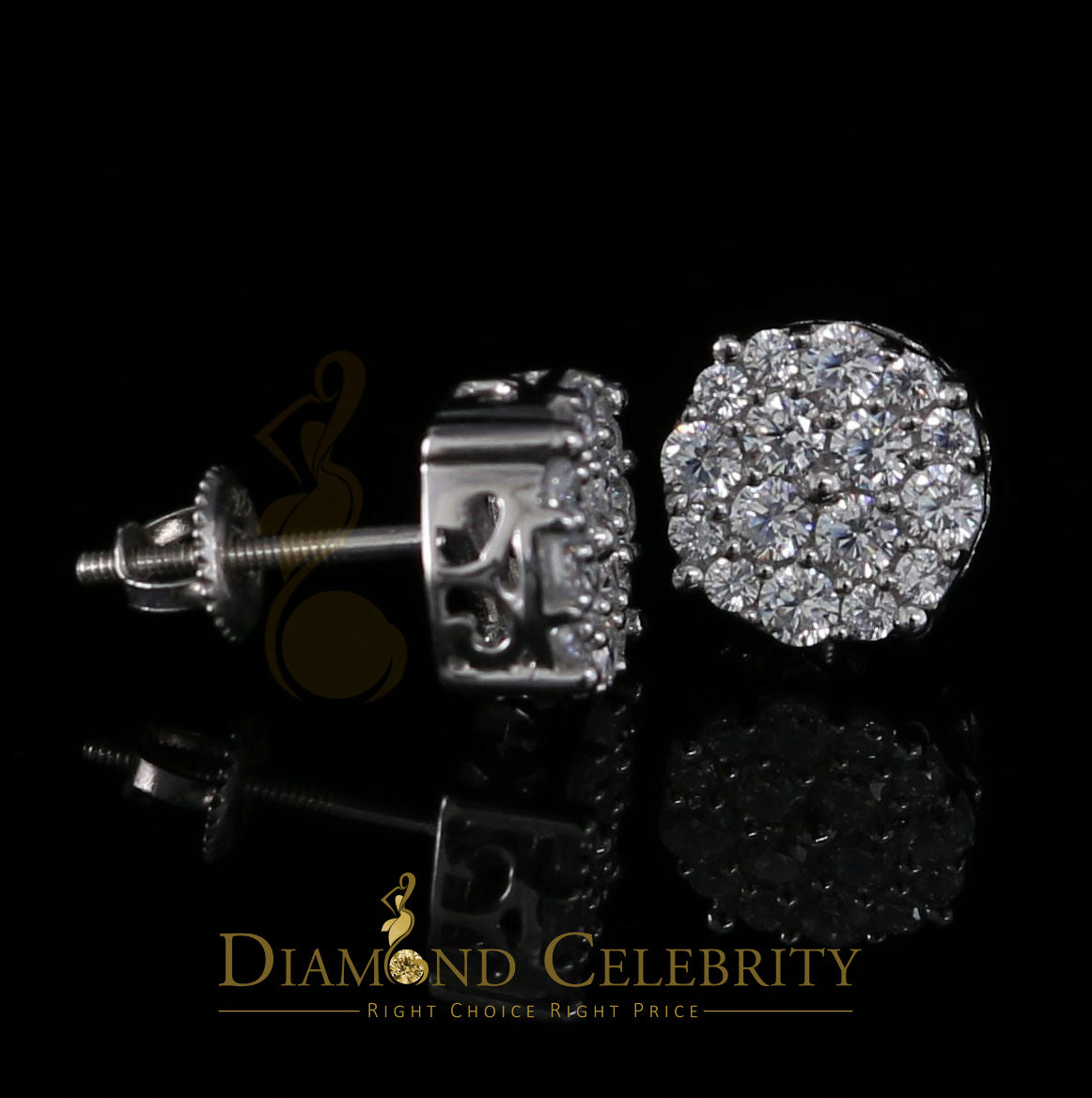 DiamondCelebritees  925 Sterling White Silver 2.0ct Cubic Zirconia Round Women's Stud Earrings