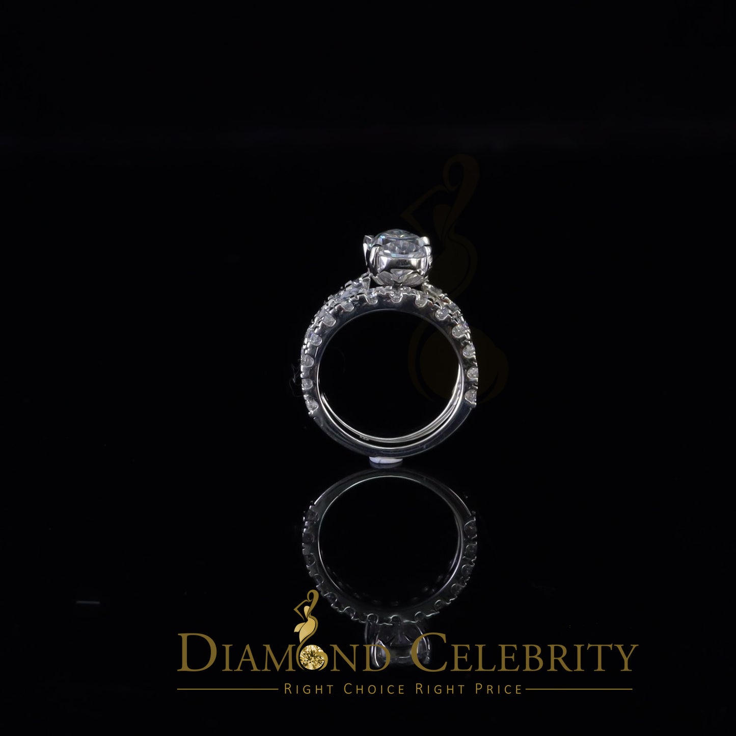DiamondCelebritees 7.00ct Moissanite White Sterling Silver Men/ Women Bridal Ring Pear Shape Size 8