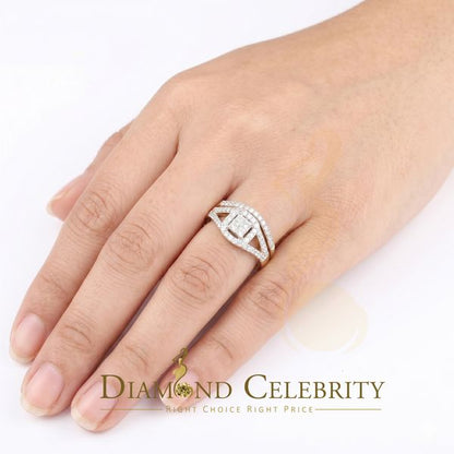 DiamondCelebritees 925 Sterling Yellow Silver Square 1.50ct Cubic Zirconia Womens Ring Size - 9