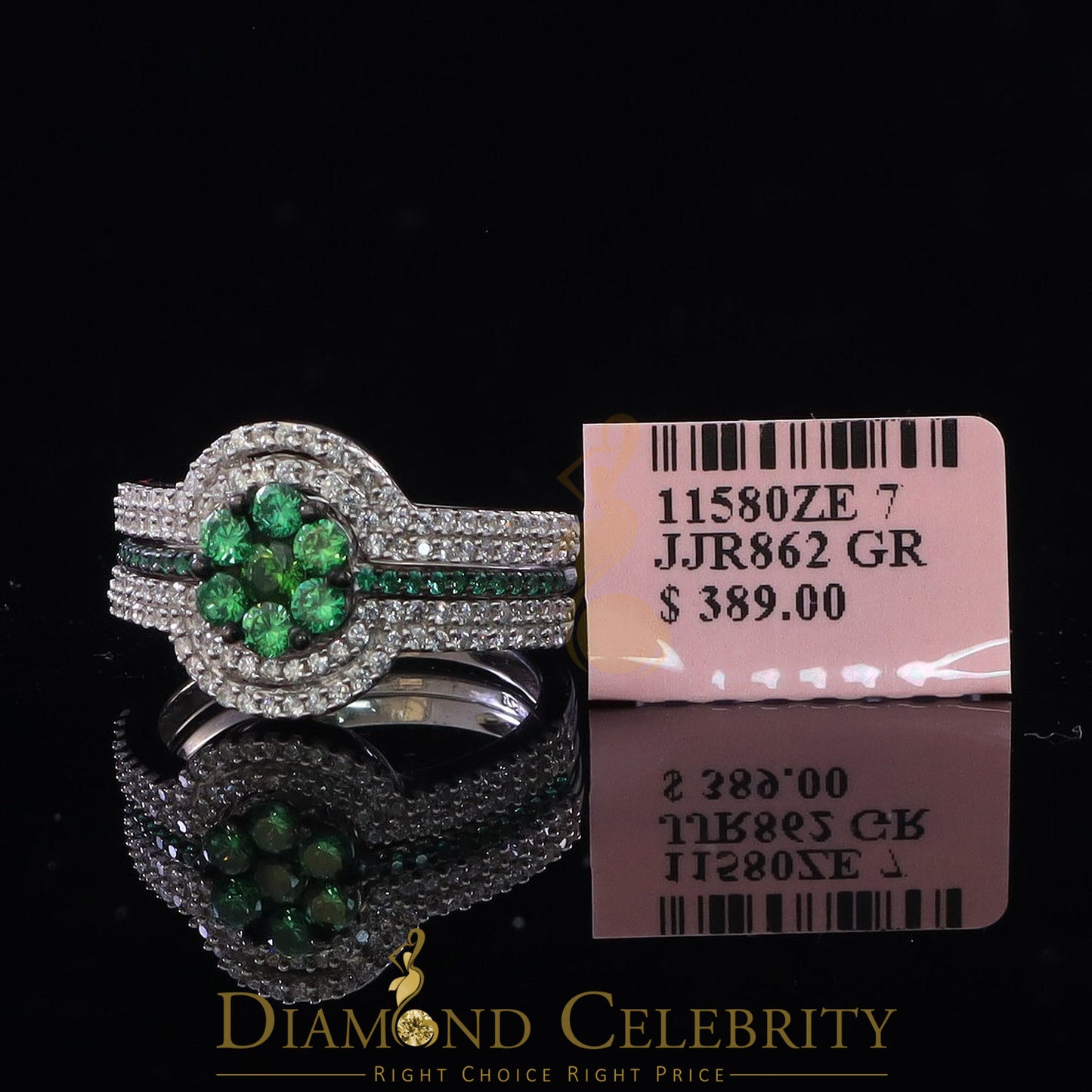 DiamondCelebritees 925 Sterling White Silver 2.50ct Floral Shape Cubic Zirconia Women's Ring Size 7