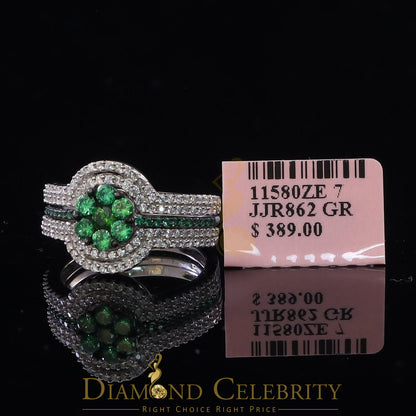 DiamondCelebritees 925 Sterling White Silver 2.50ct Floral Shape Cubic Zirconia Women's Ring Size 7