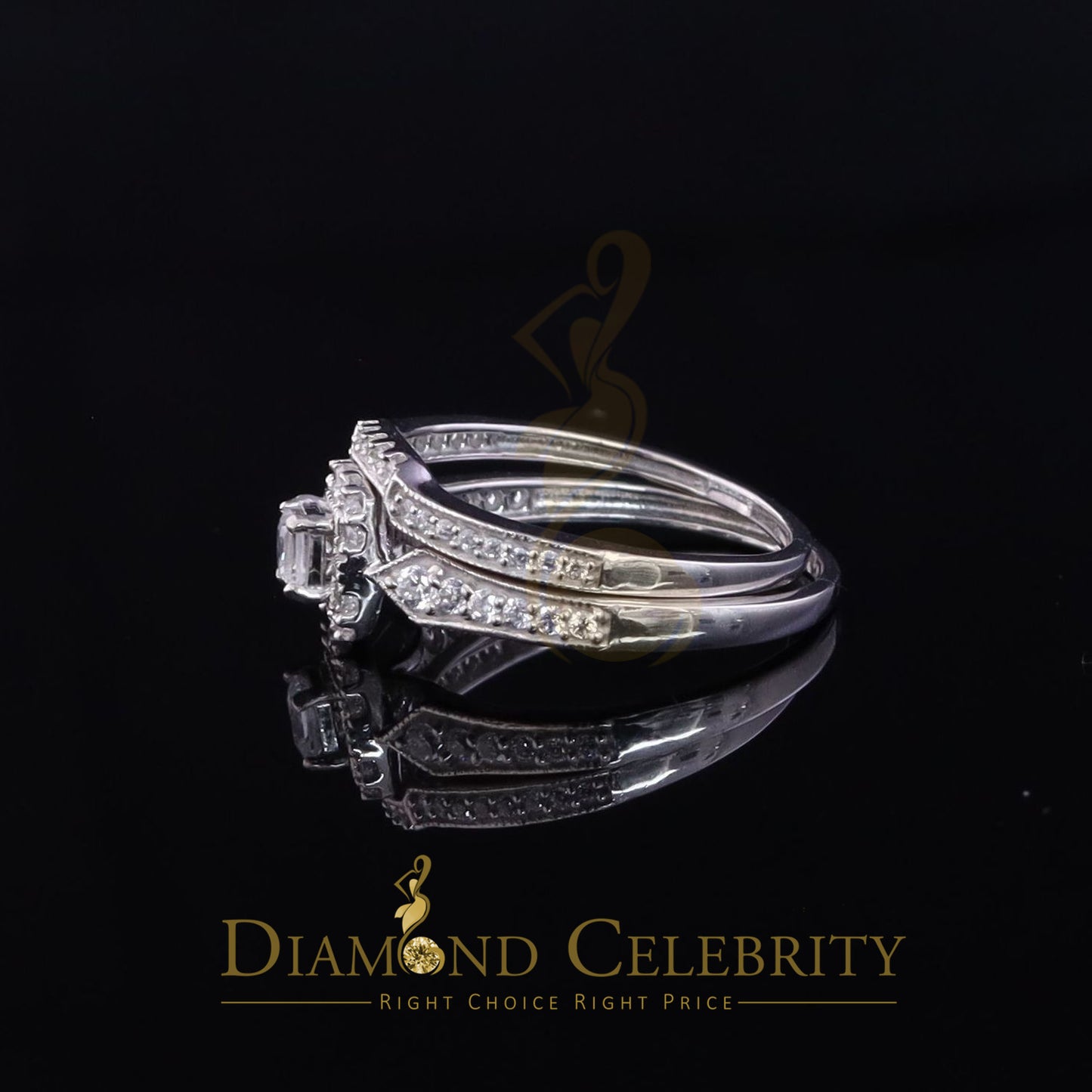 DiamondCelebritees 1.03ct Cubic Zirconia Sterling White Silver Square Bridal Womens style Ring Sz 7