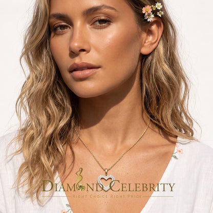 DiamondCelebritees  Real 0.10ct Diamond Sterling Silver HEART Yellow Charm Fashion Necklace Pendant