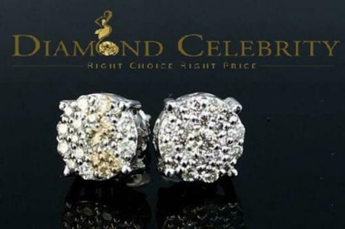 DiamondCelebritees 10K Real White Gold Real Diamond 0.60CT Men's/Women's Stud Round Earring