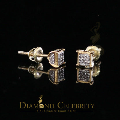 DiamondCelebritees 0.05ct Diamond Collection Yellow 925 Sterling Silver Women & Men Square Earrings
