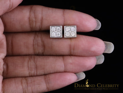 Diamondcelebritees 925 White Square Silver 1.00ct VVS 'D' Moissanite Stud Earring Men's/Womens