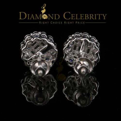 DiamondCelebritees  Hip Hop 0.94ct Cubic Zirconia 925 White Sterling Silver Women's Flower Earring