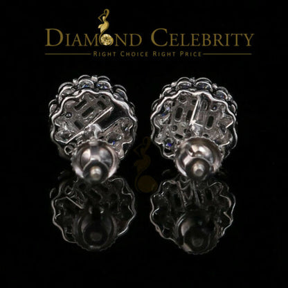 DiamondCelebritees  Hip Hop 0.94ct Cubic Zirconia 925 White Sterling Silver Women's Flower Earring