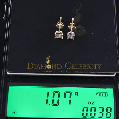 DiamondCelebritees 0.05ct Diamond Collection Yellow 925 Sterling Silver Women & Men Square Earrings