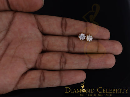 DiamondCelebritees  Yellow 925 Silver Cubic 0.14ct Zirconia Women's & Men's Hip Hop Flower Earrings