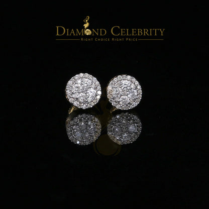 DiamondCelebritees Men's/Women's 10K Real Yellow Gold Real Diamond 0.50CT Stud Round Earring