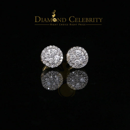DiamondCelebritees Men's/Women's 10K Real Yellow Gold Real Diamond 0.50CT Stud Round Earring